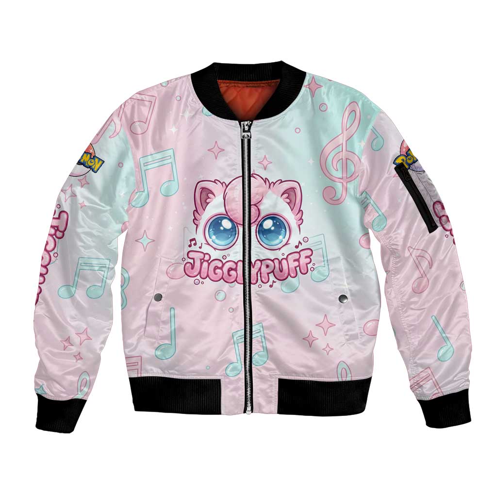 Jigglypuff Sleeve Zip Bomber Jacket Pastel Melody Pop Art