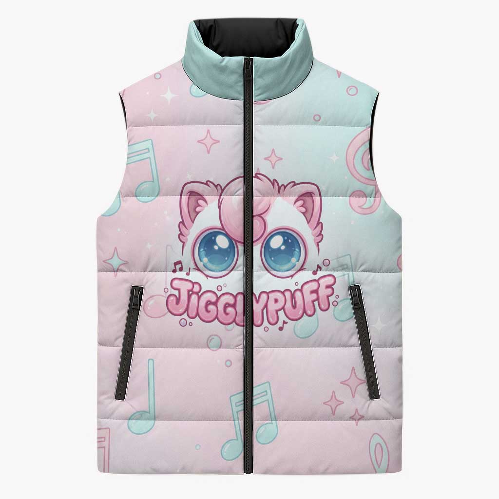 Jigglypuff Sleeveless Puffer Jacket Pastel Melody Pop Art