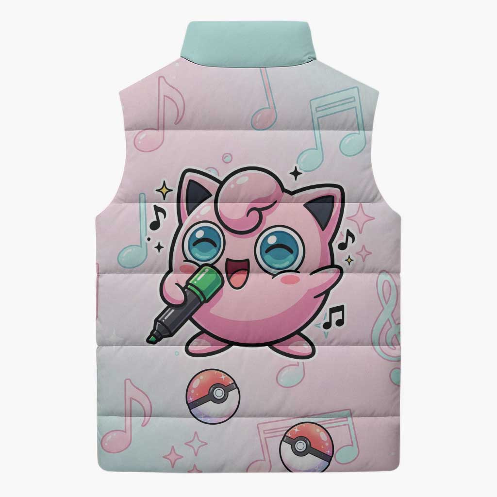 Jigglypuff Sleeveless Puffer Jacket Pastel Melody Pop Art