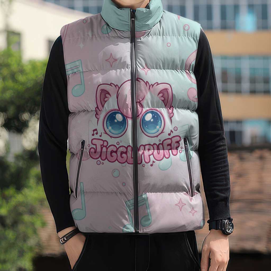 Jigglypuff Sleeveless Puffer Jacket Pastel Melody Pop Art