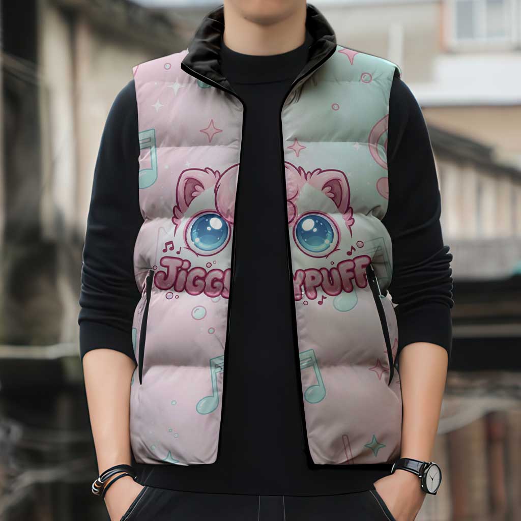 Jigglypuff Sleeveless Puffer Jacket Pastel Melody Pop Art