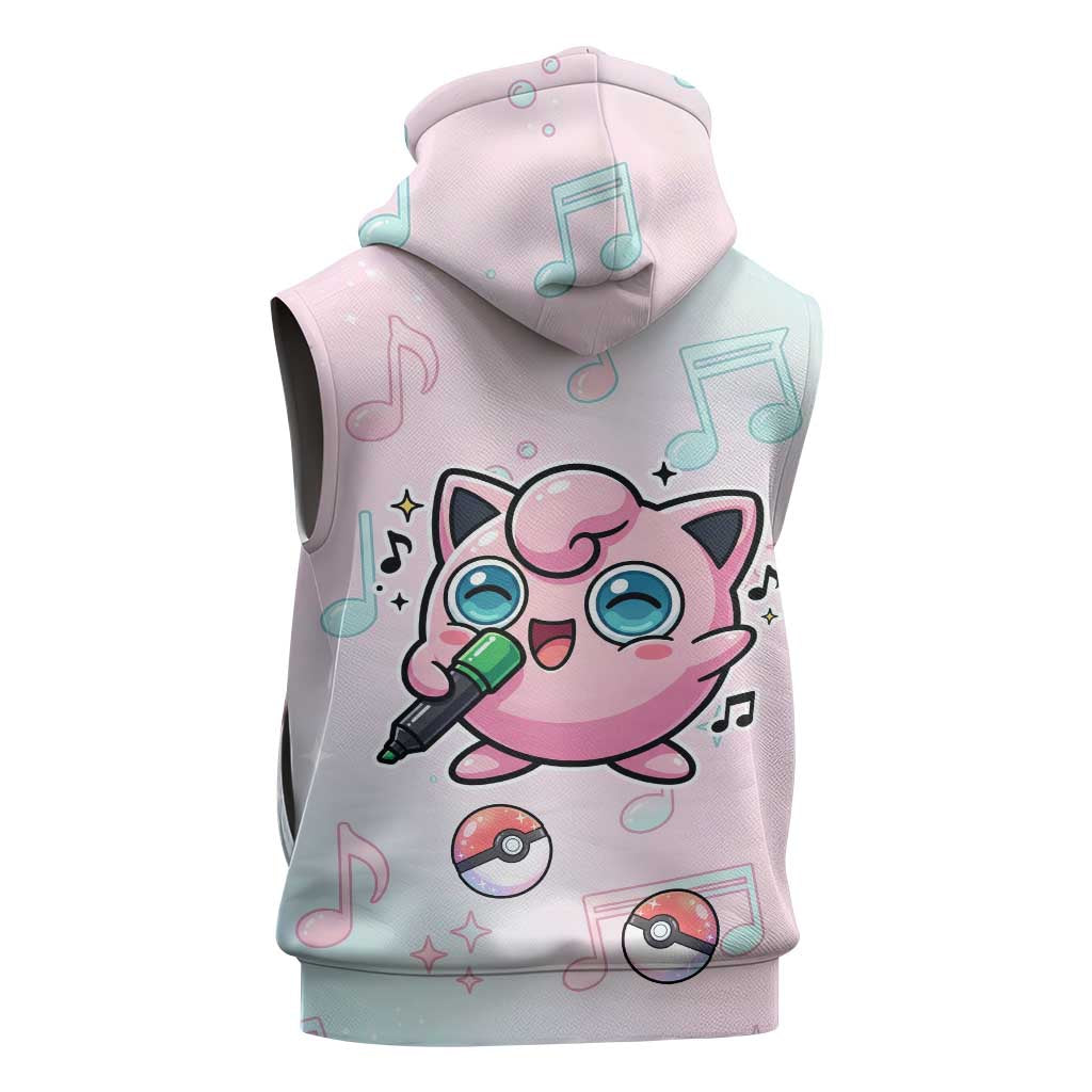 Jigglypuff Sleeveless Zip Hoodie Pastel Melody Pop Art