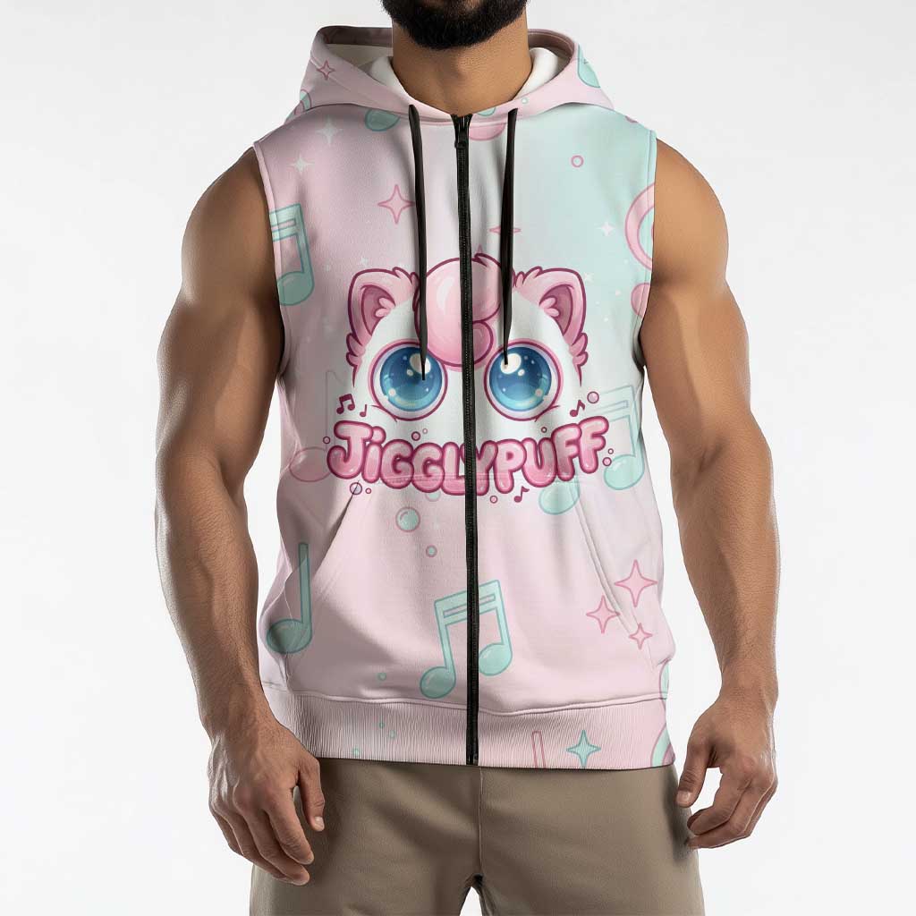 Jigglypuff Sleeveless Zip Hoodie Pastel Melody Pop Art