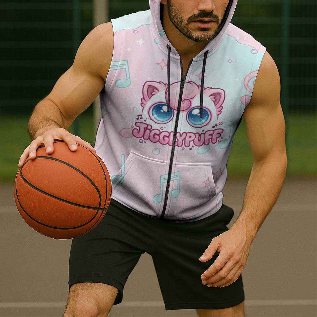 Jigglypuff Sleeveless Zip Hoodie Pastel Melody Pop Art