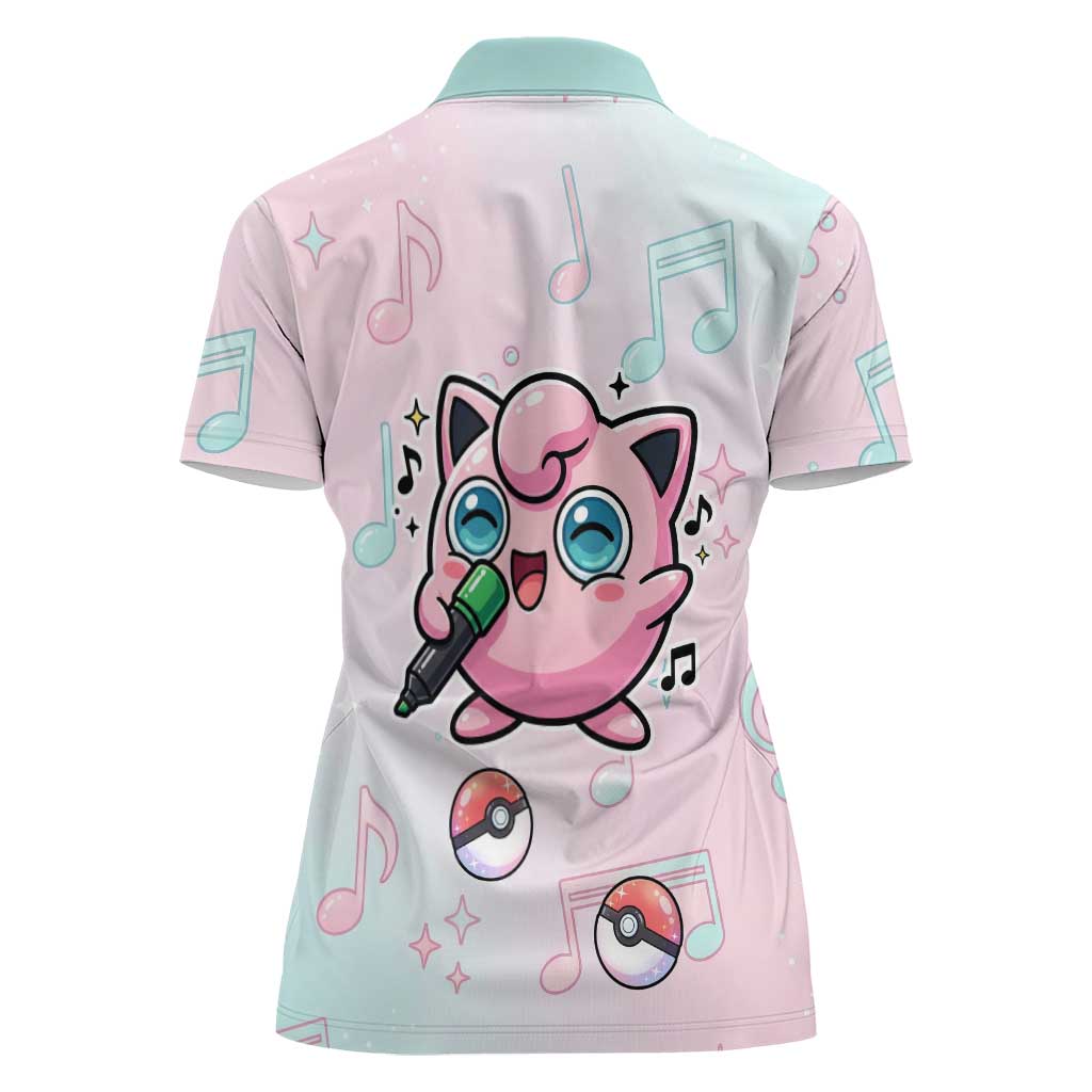 Jigglypuff Women Polo Shirt Pastel Melody Pop Art