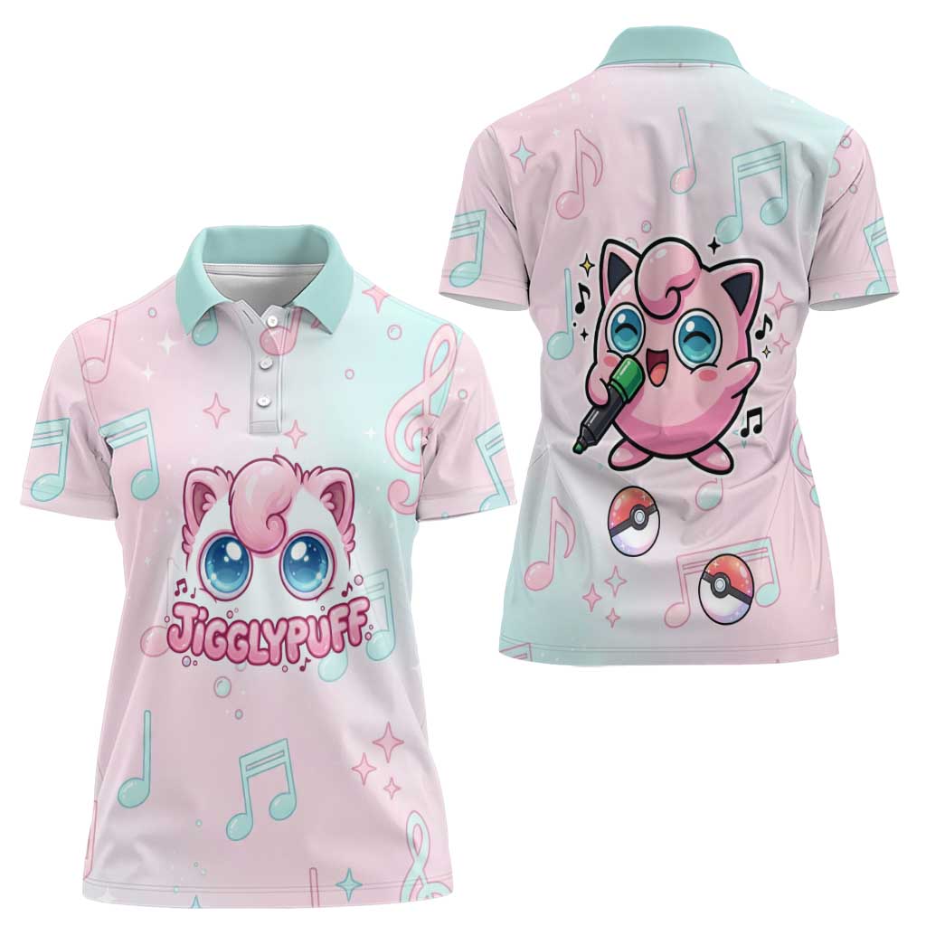 Jigglypuff Women Polo Shirt Pastel Melody Pop Art