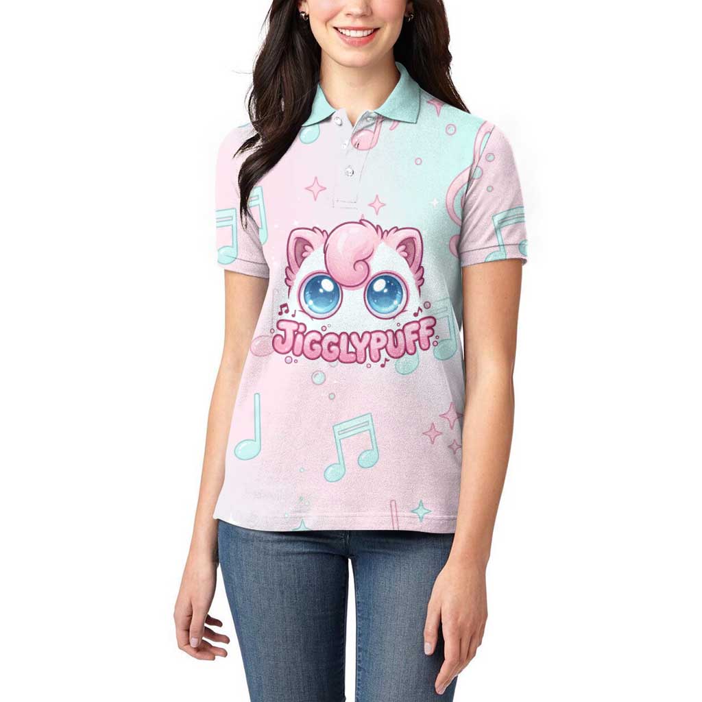 Jigglypuff Women Polo Shirt Pastel Melody Pop Art