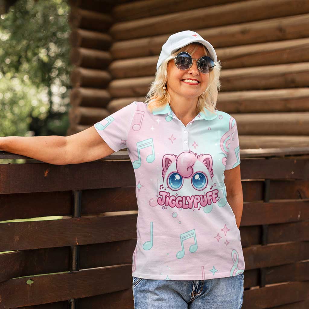 Jigglypuff Women Polo Shirt Pastel Melody Pop Art
