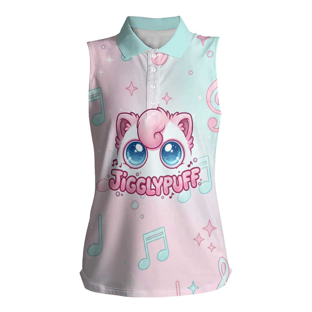 Jigglypuff Women Sleeveless Polo Shirt Pastel Melody Pop Art