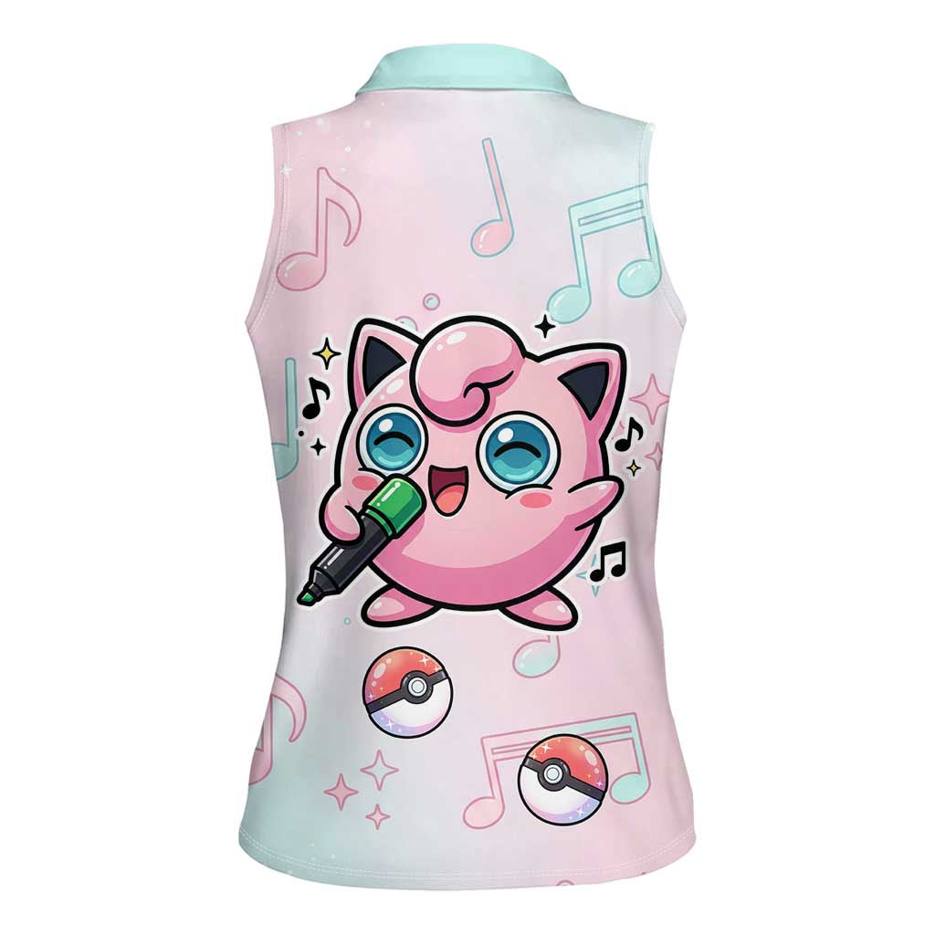 Jigglypuff Women Sleeveless Polo Shirt Pastel Melody Pop Art