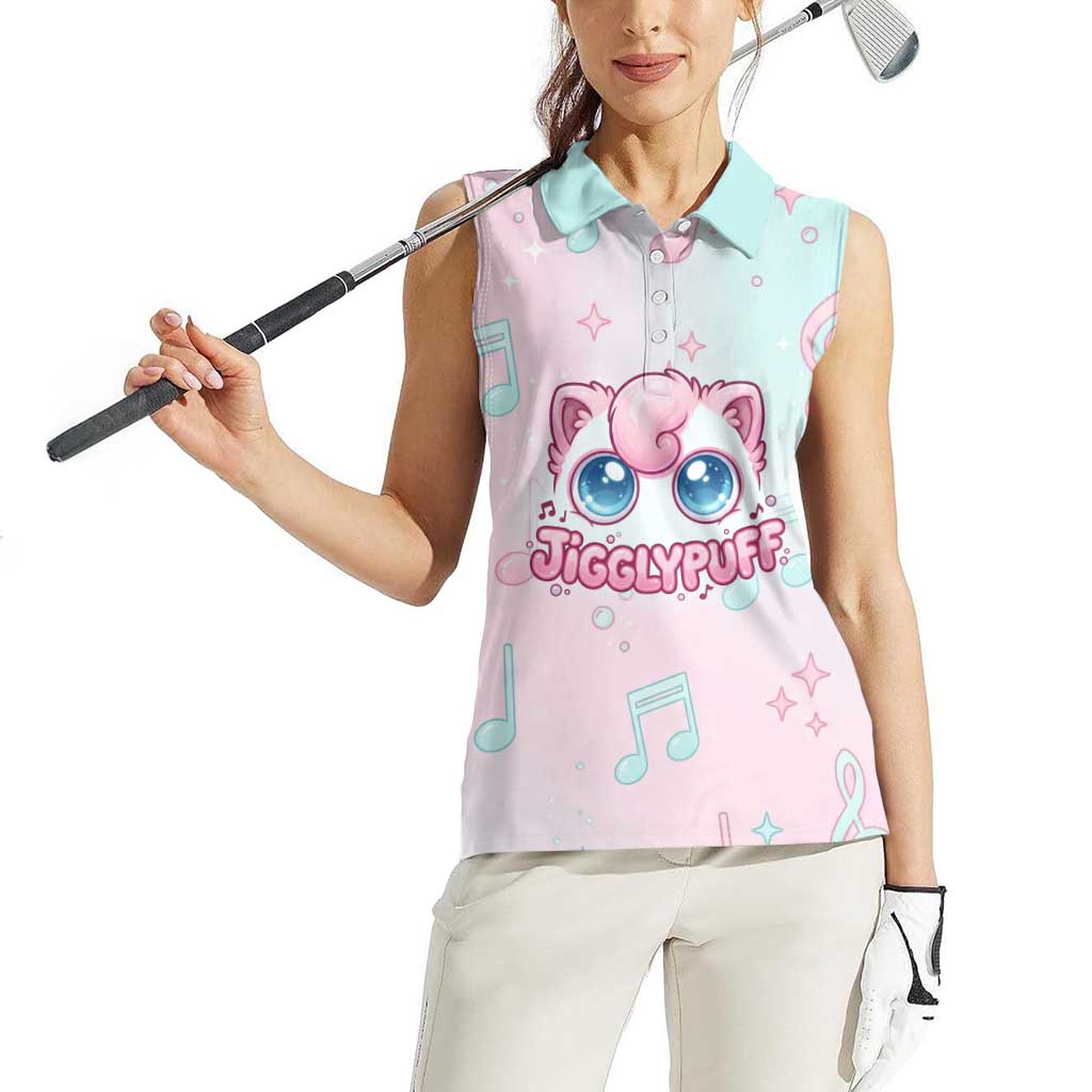 Jigglypuff Women Sleeveless Polo Shirt Pastel Melody Pop Art