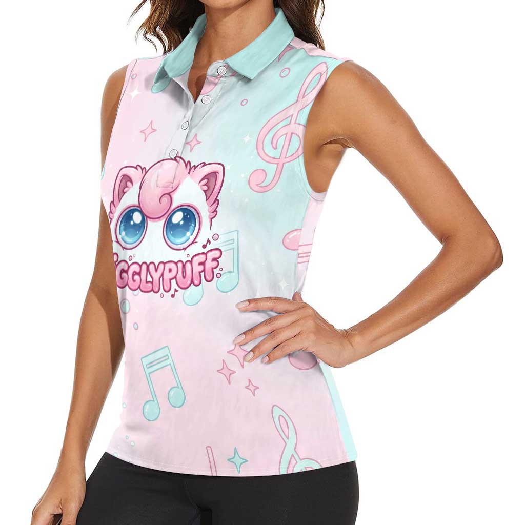 Jigglypuff Women Sleeveless Polo Shirt Pastel Melody Pop Art