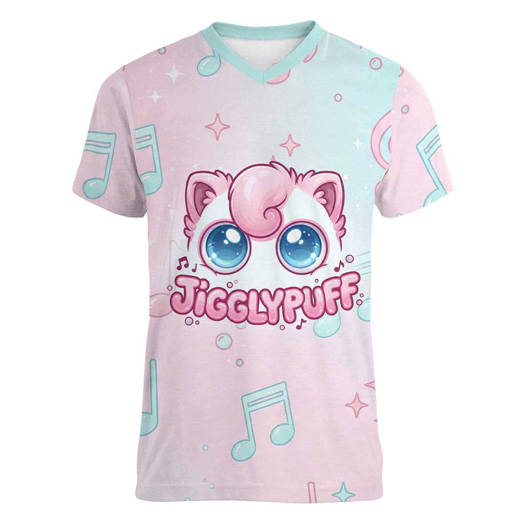 Jigglypuff Women V-Neck T-Shirt Pastel Melody Pop Art