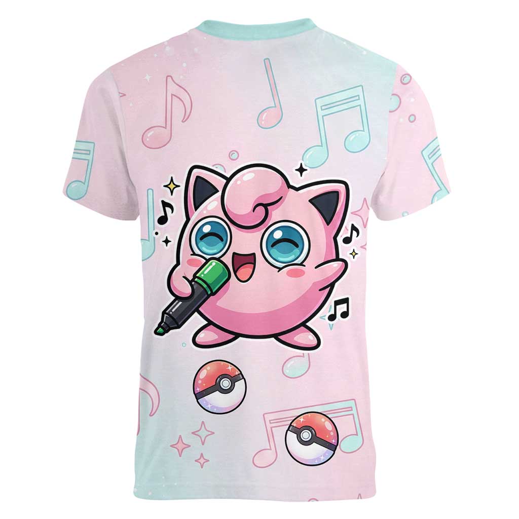 Jigglypuff Women V-Neck T-Shirt Pastel Melody Pop Art
