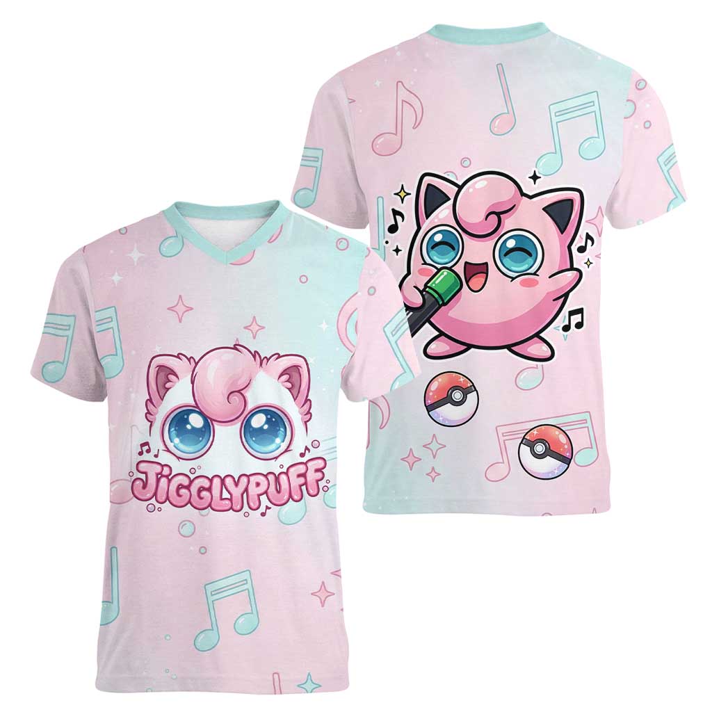 Jigglypuff Women V-Neck T-Shirt Pastel Melody Pop Art