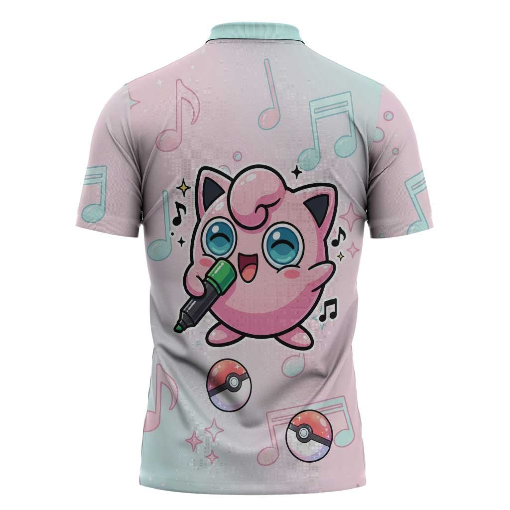 Jigglypuff Zipper Polo Shirt Pastel Melody Pop Art