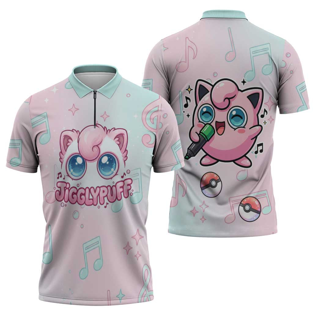 Jigglypuff Zipper Polo Shirt Pastel Melody Pop Art