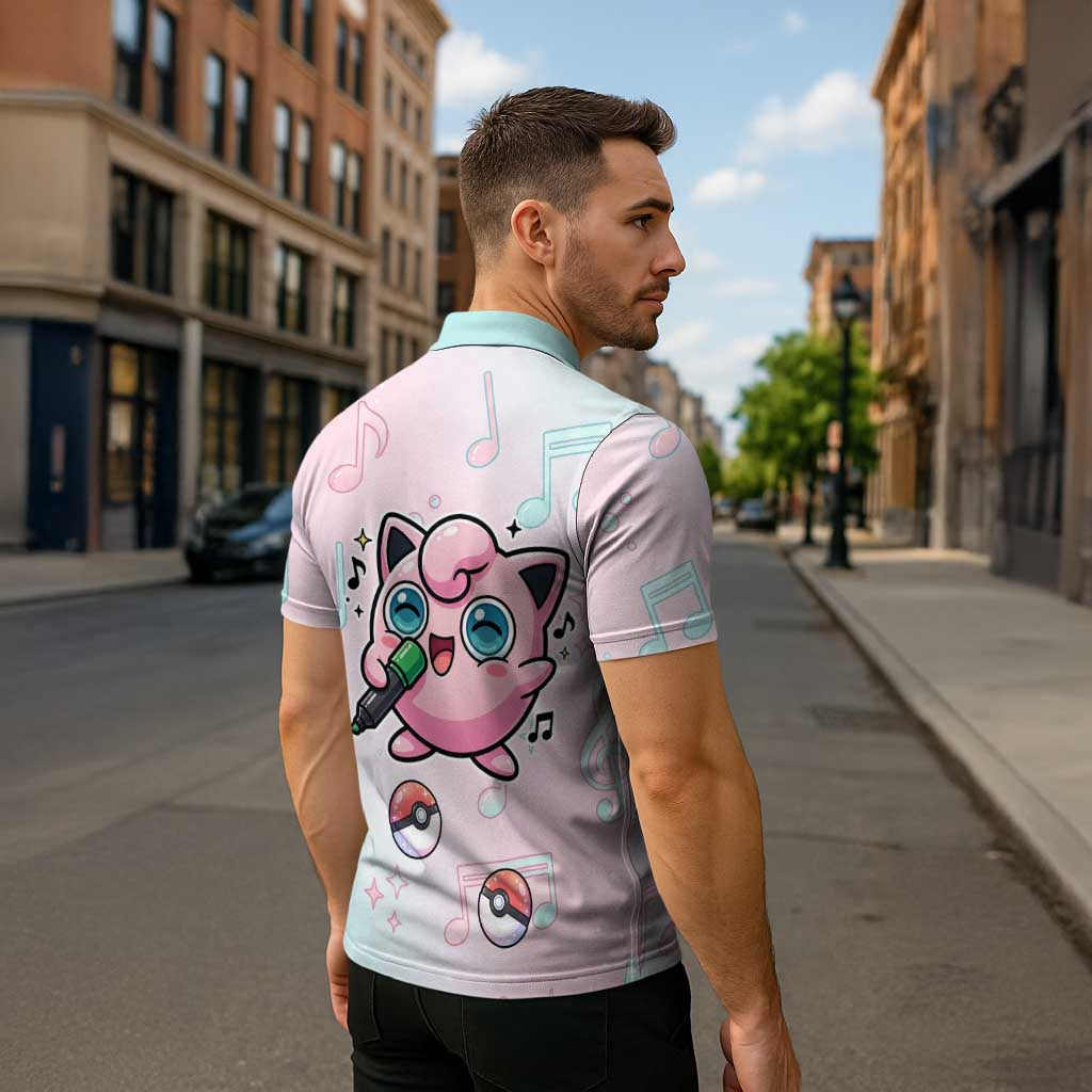 Jigglypuff Zipper Polo Shirt Pastel Melody Pop Art