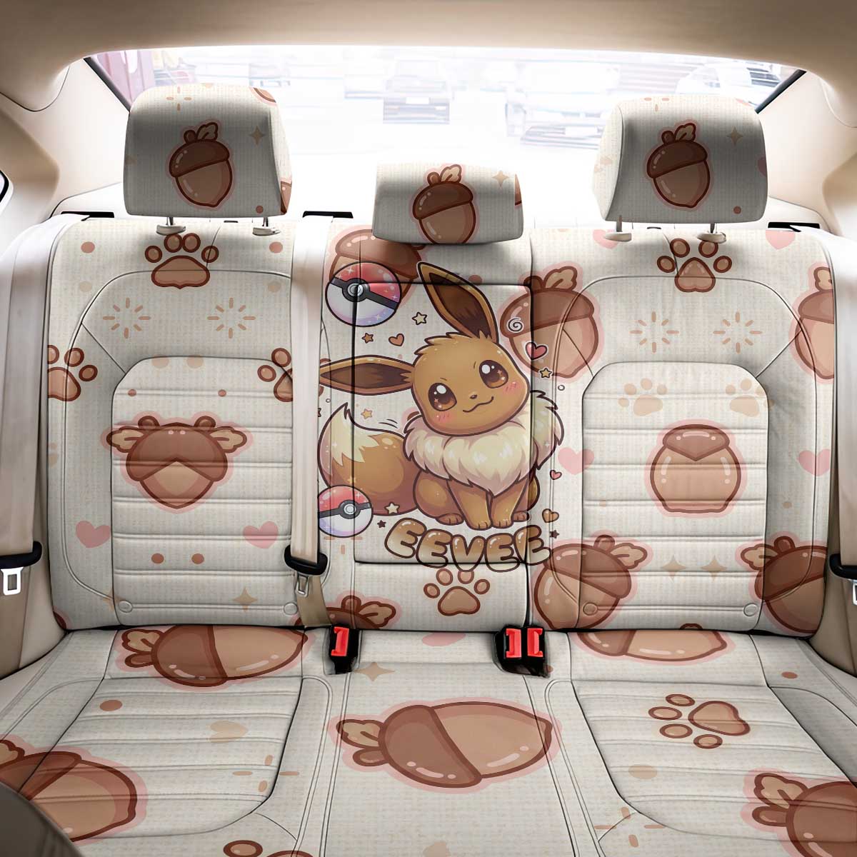 Eevee Back Car Seat Cover Cozy Autumn Acorn Art