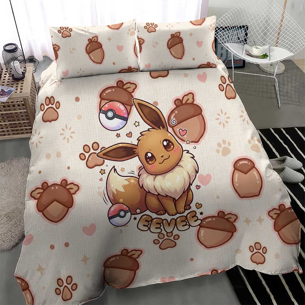 Eevee Bedding Set Cozy Autumn Acorn Art