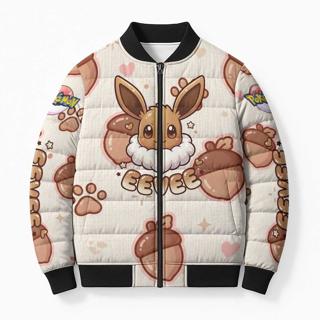Eevee Bomber Puffer Jacket Cozy Autumn Acorn Art