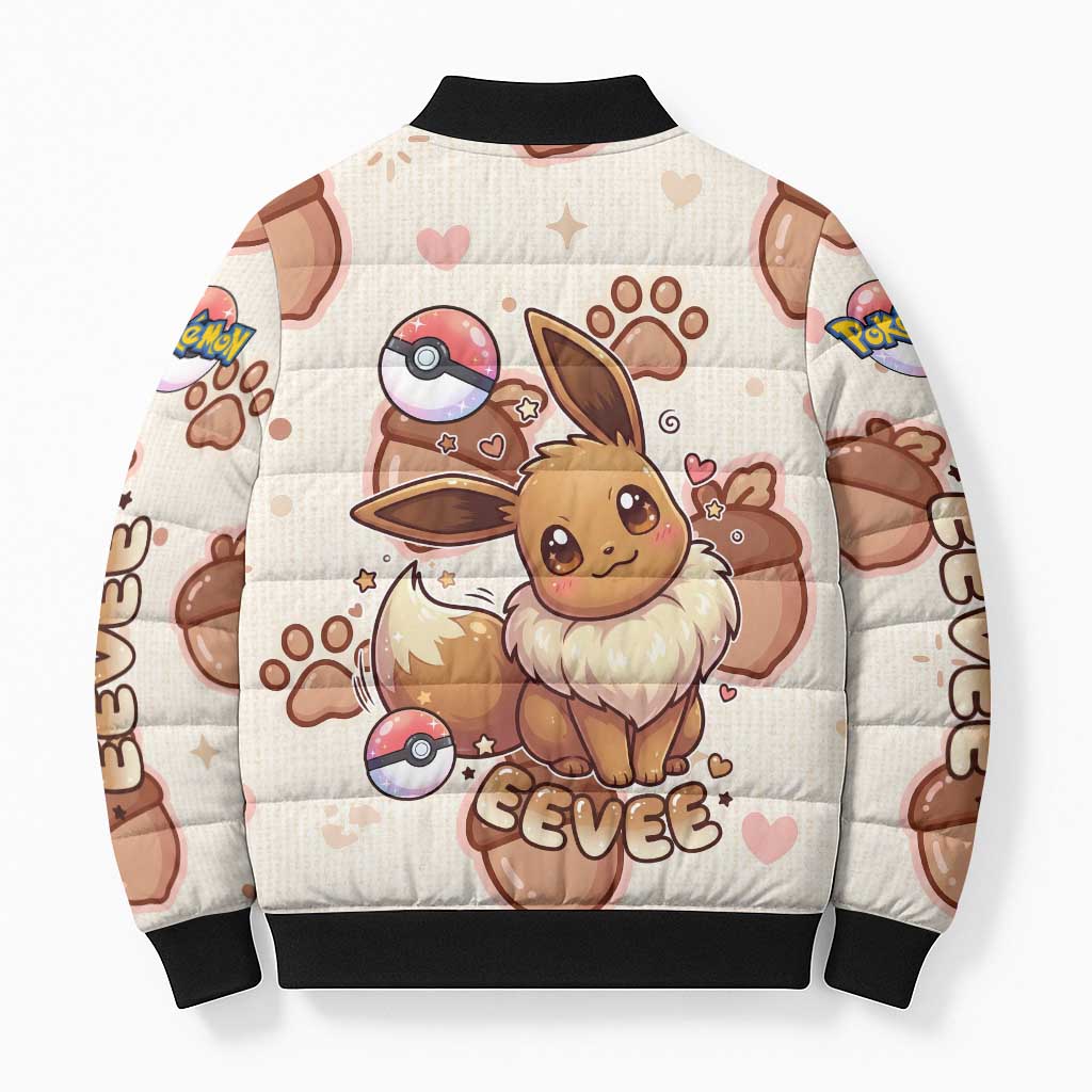 Eevee Bomber Puffer Jacket Cozy Autumn Acorn Art