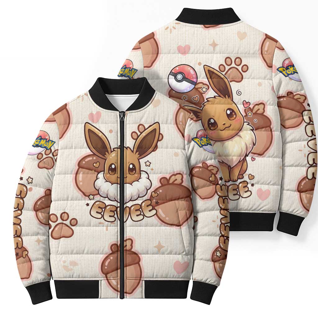 Eevee Bomber Puffer Jacket Cozy Autumn Acorn Art
