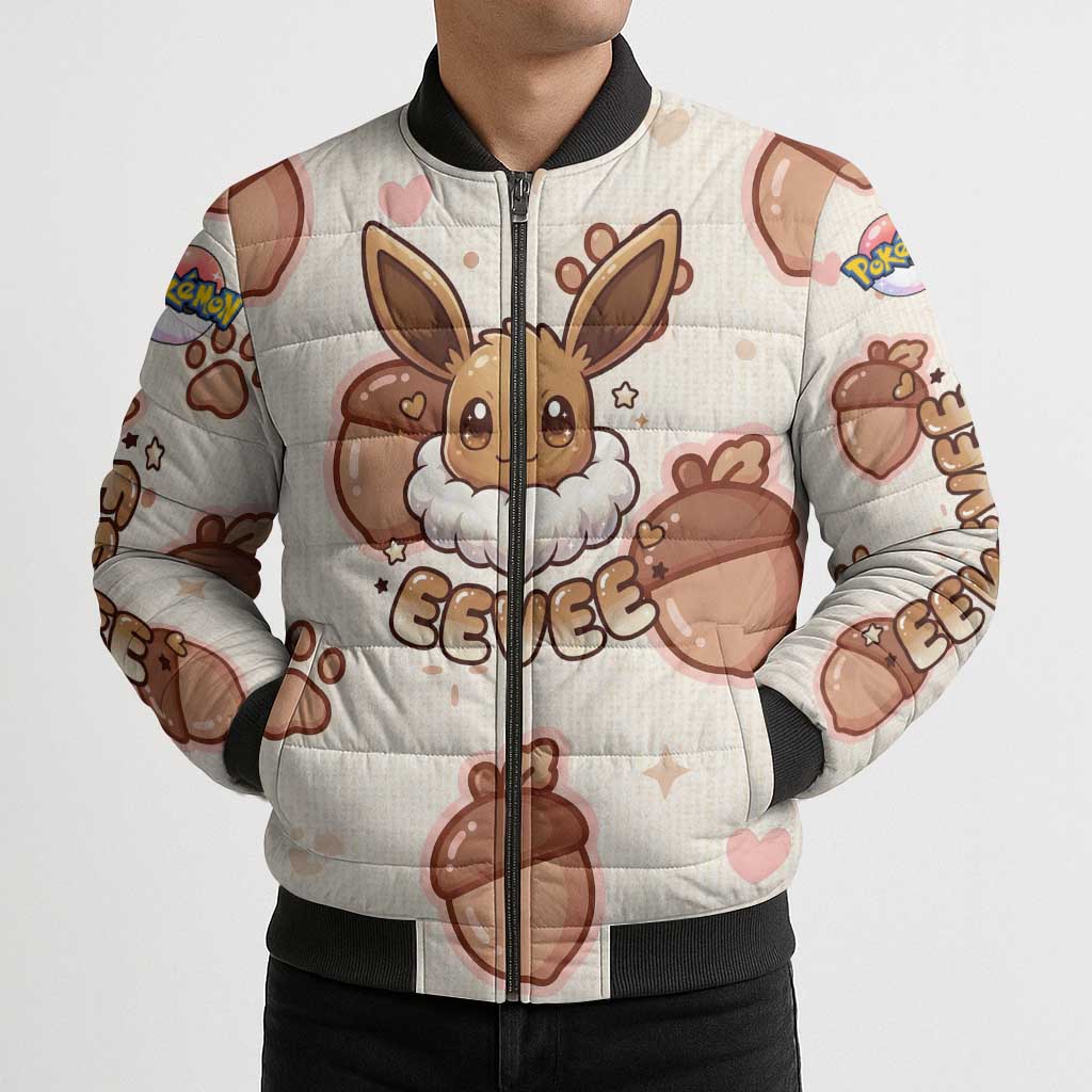 Eevee Bomber Puffer Jacket Cozy Autumn Acorn Art
