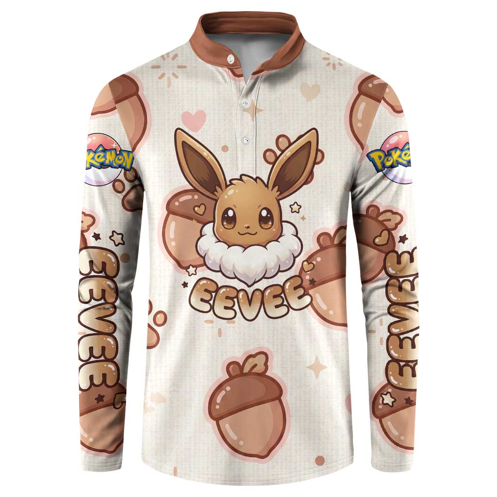 Eevee Button Sweatshirt Cozy Autumn Acorn Art