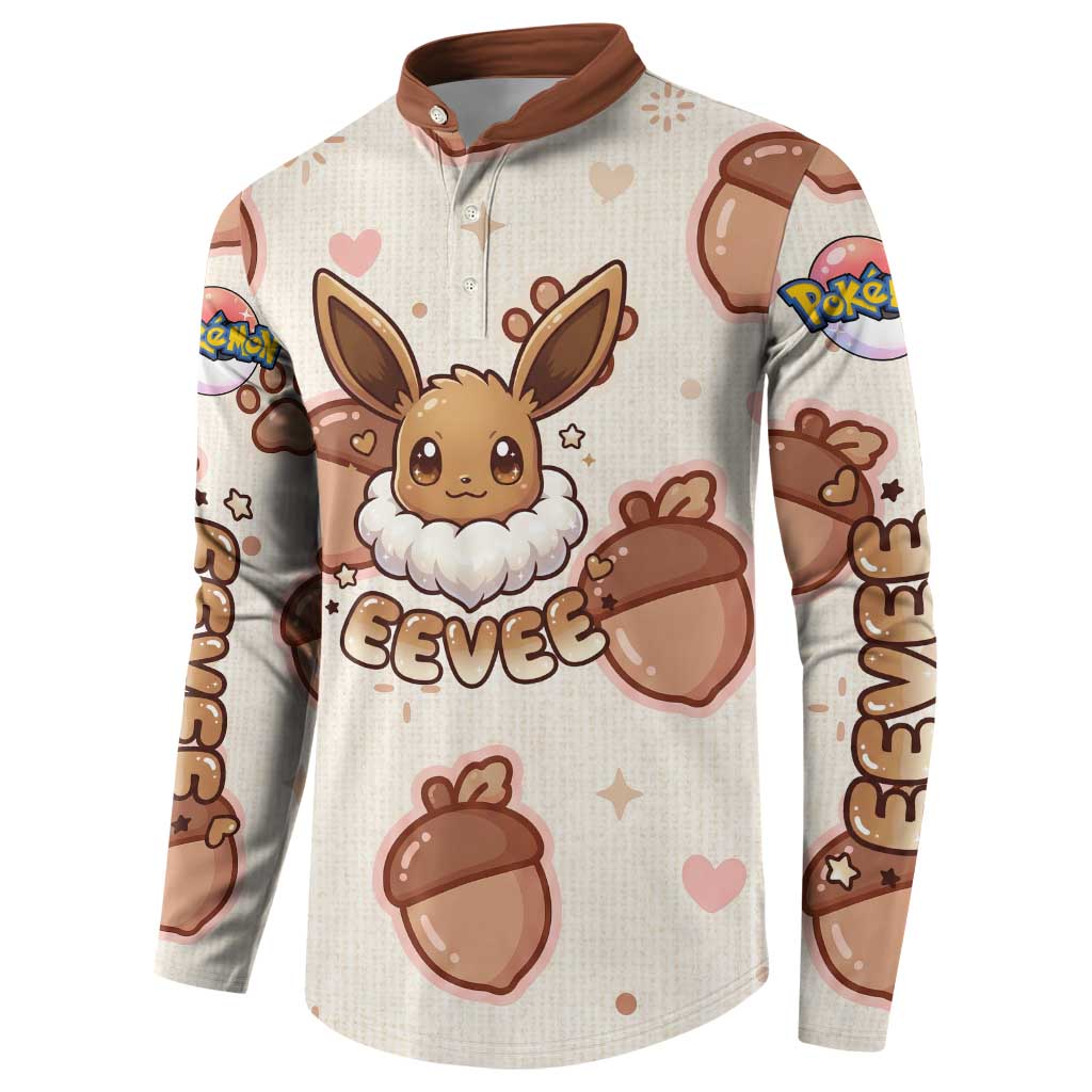 Eevee Button Sweatshirt Cozy Autumn Acorn Art