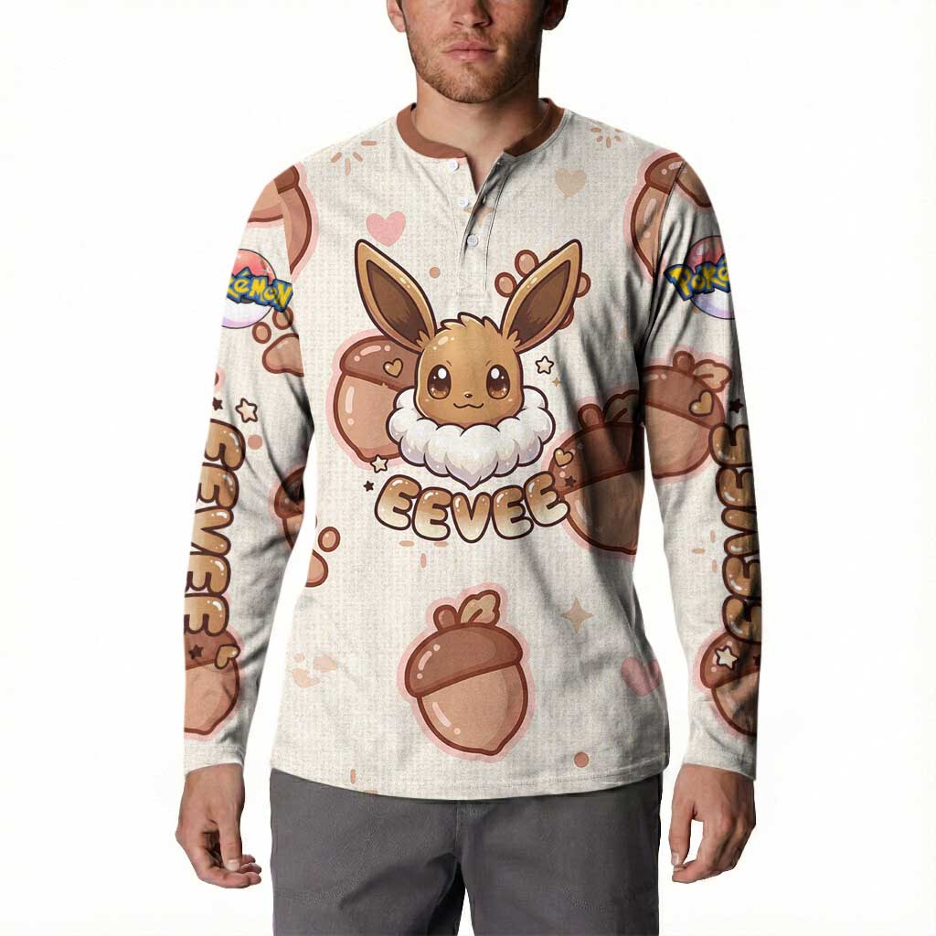 Eevee Button Sweatshirt Cozy Autumn Acorn Art