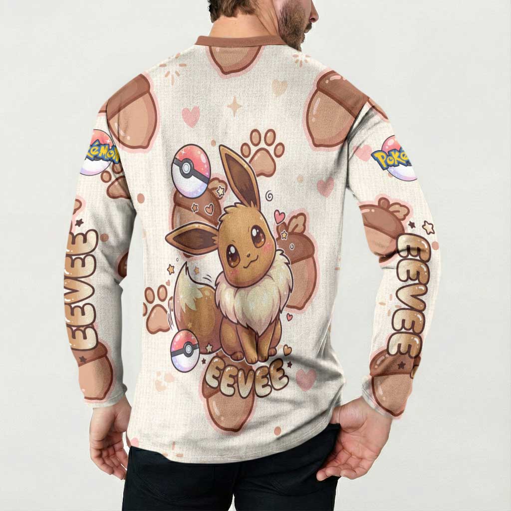 Eevee Button Sweatshirt Cozy Autumn Acorn Art