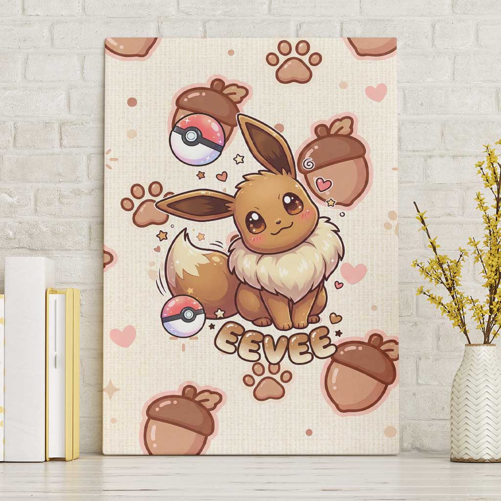 Eevee Canvas Wall Art Cozy Autumn Acorn Art