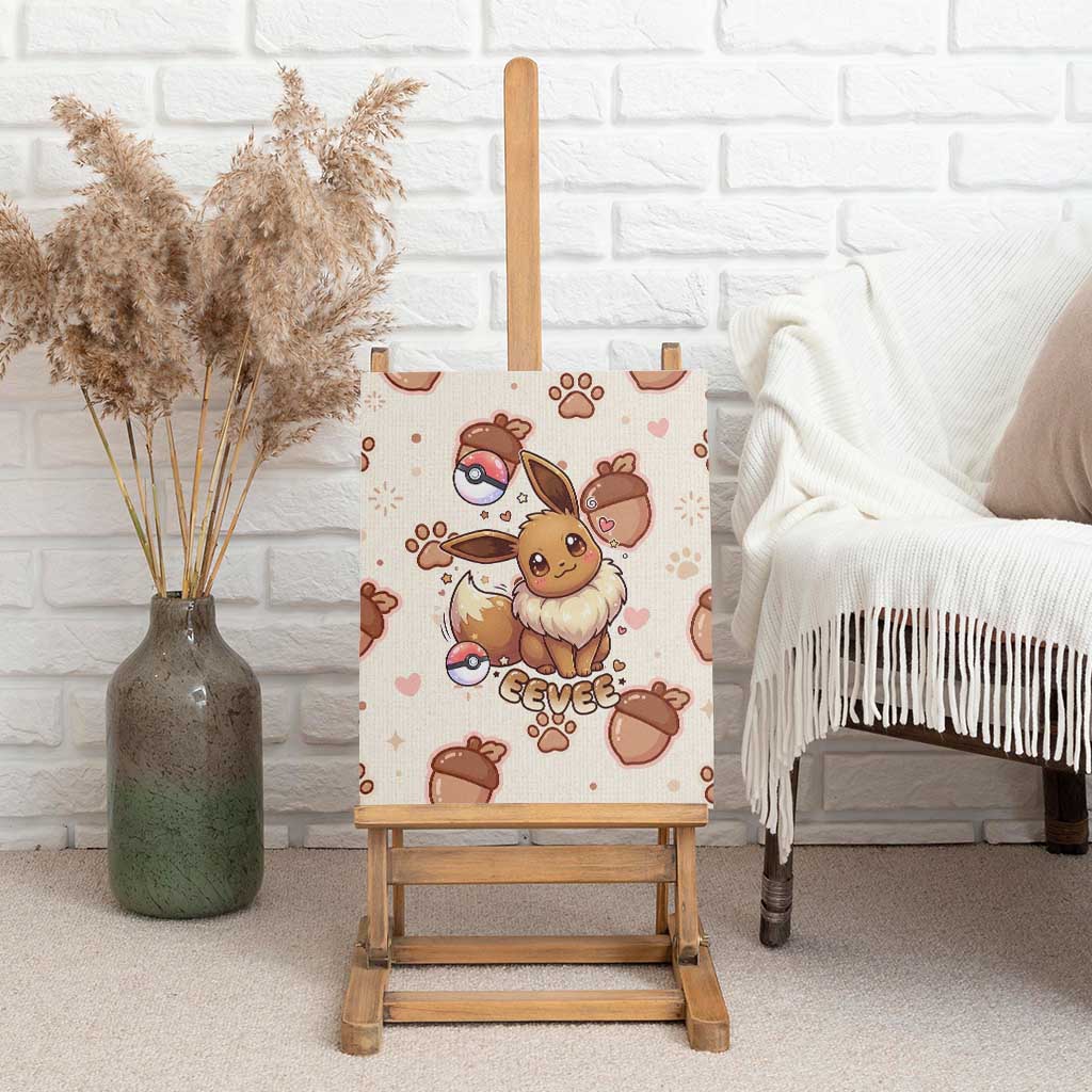 Eevee Canvas Wall Art Cozy Autumn Acorn Art