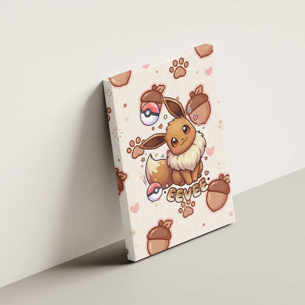 Eevee Canvas Wall Art Cozy Autumn Acorn Art