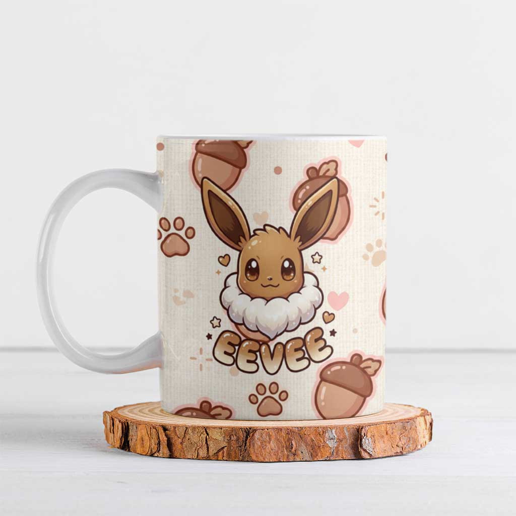 Eevee Ceramic Mug Cozy Autumn Acorn Art