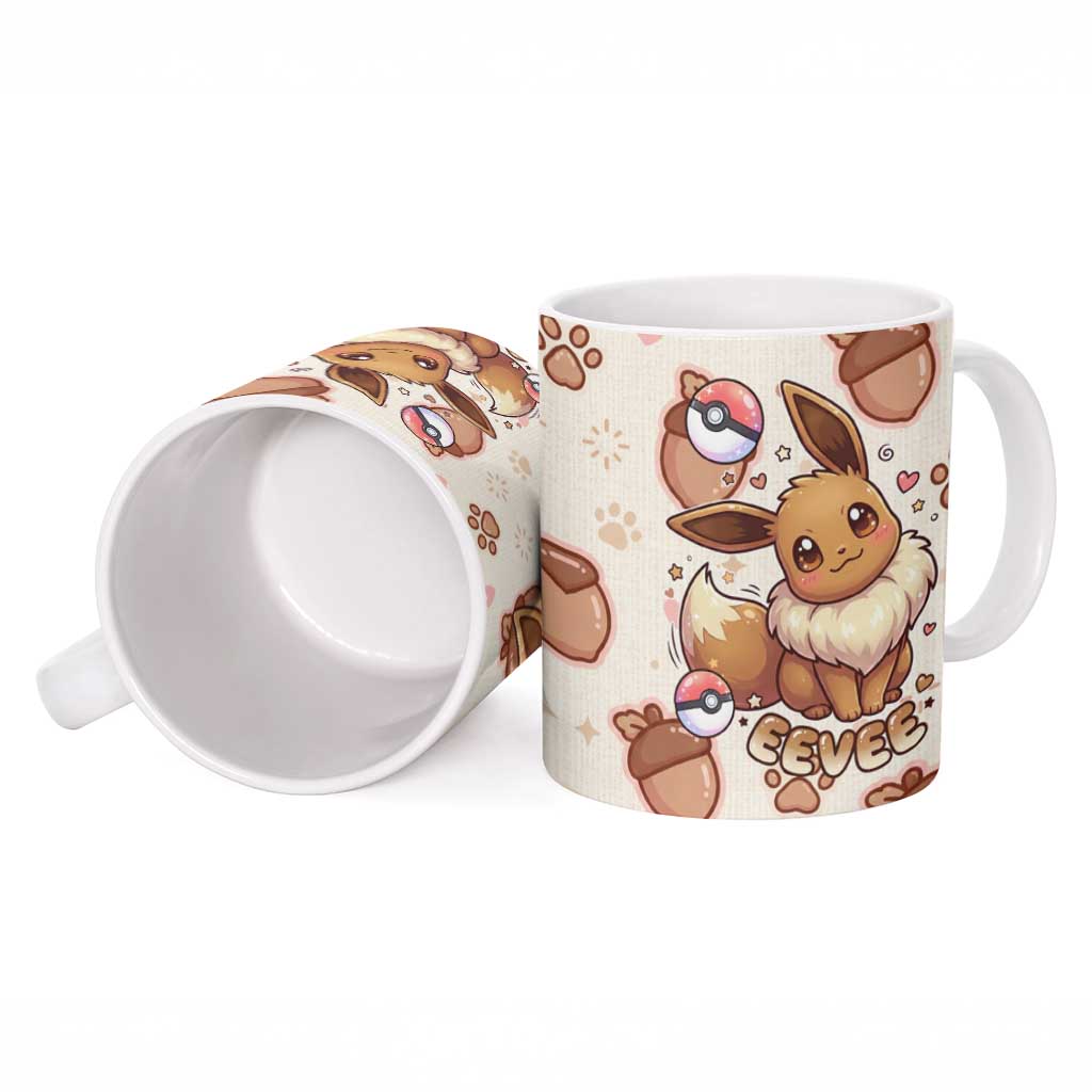 Eevee Ceramic Mug Cozy Autumn Acorn Art