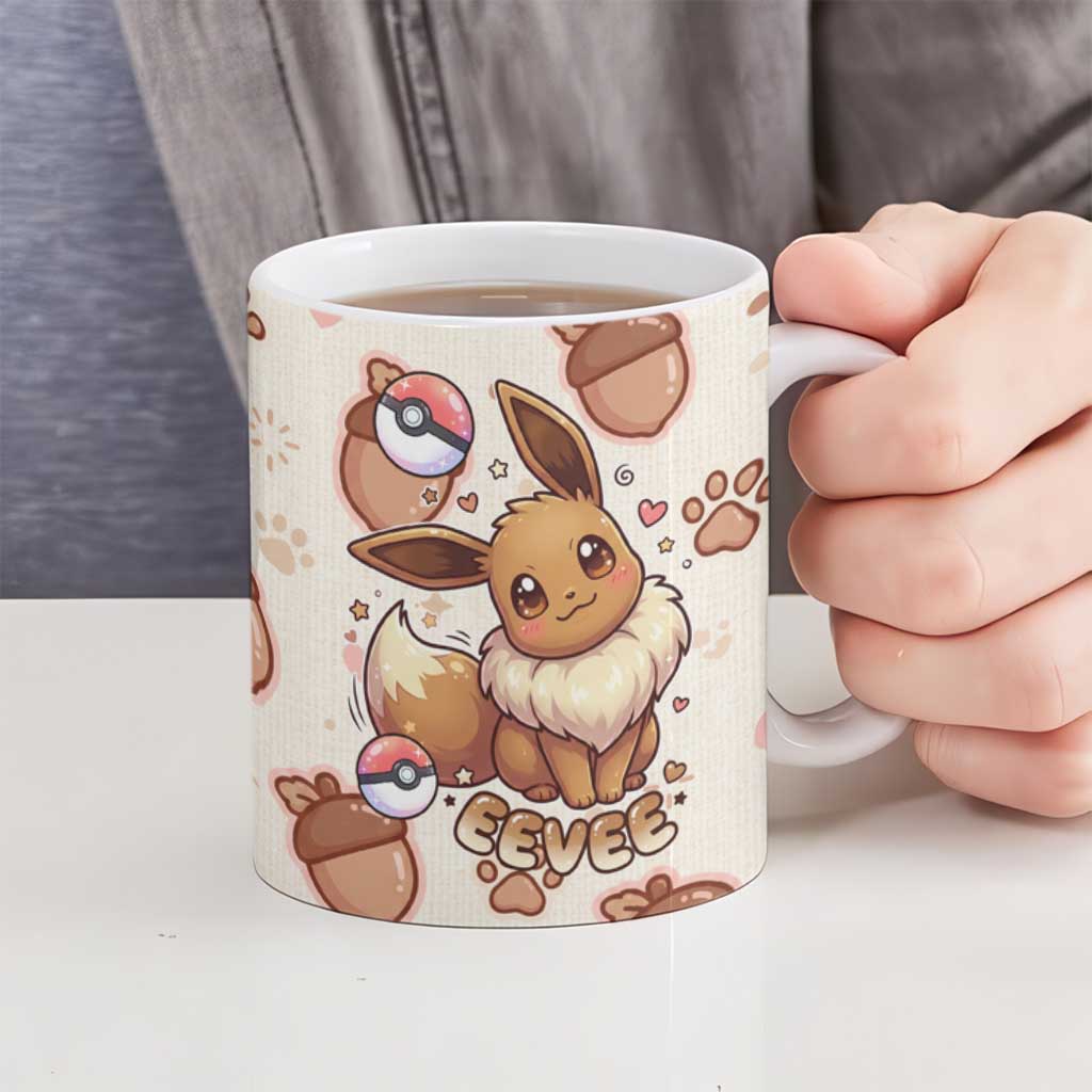 Eevee Ceramic Mug Cozy Autumn Acorn Art