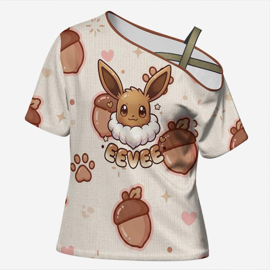 Eevee Cross Shoulder Shirt Cozy Autumn Acorn Art