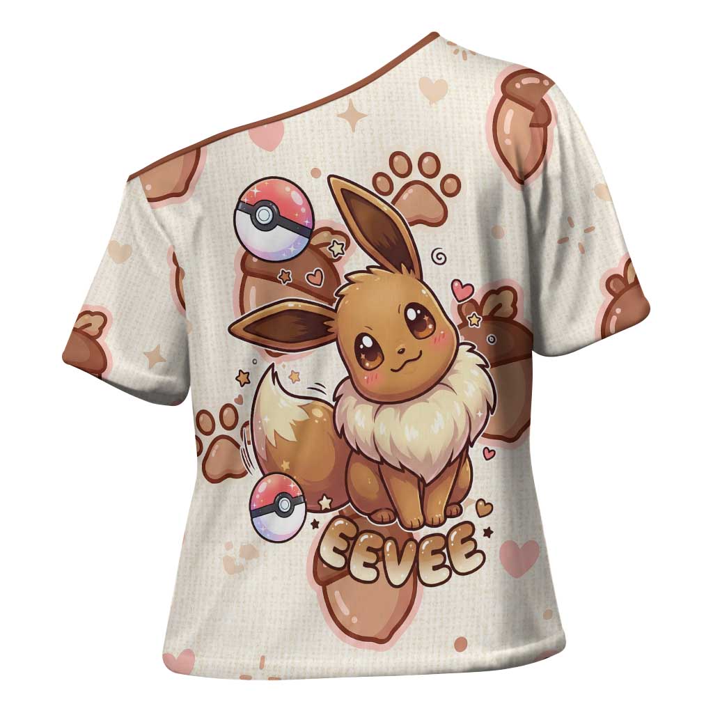 Eevee Cross Shoulder Shirt Cozy Autumn Acorn Art