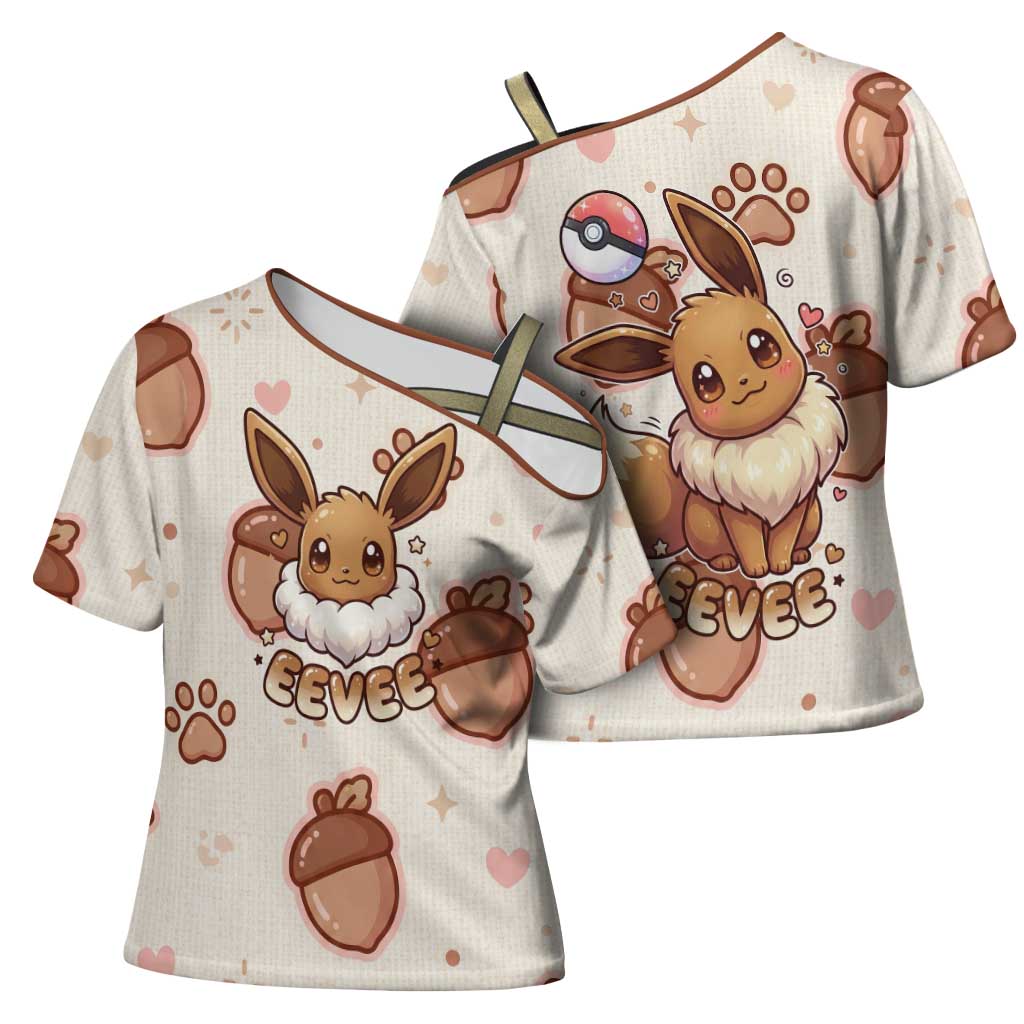 Eevee Cross Shoulder Shirt Cozy Autumn Acorn Art