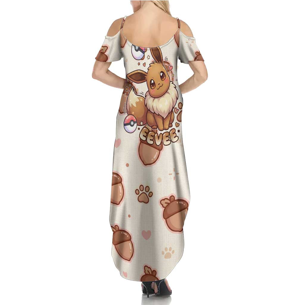 Eevee Family Matching Summer Maxi Dress and Hawaiian Shirt Cozy Autumn Acorn Art
