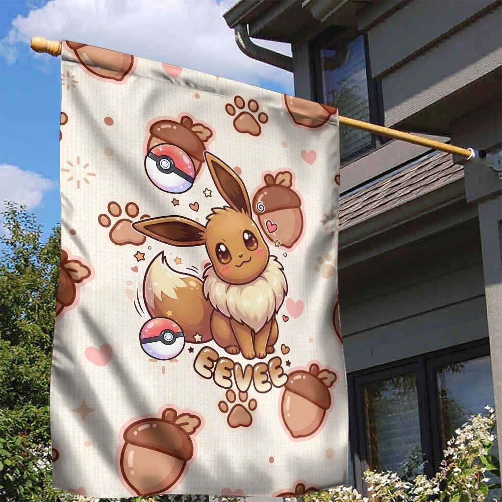Eevee Garden Flag Cozy Autumn Acorn Art