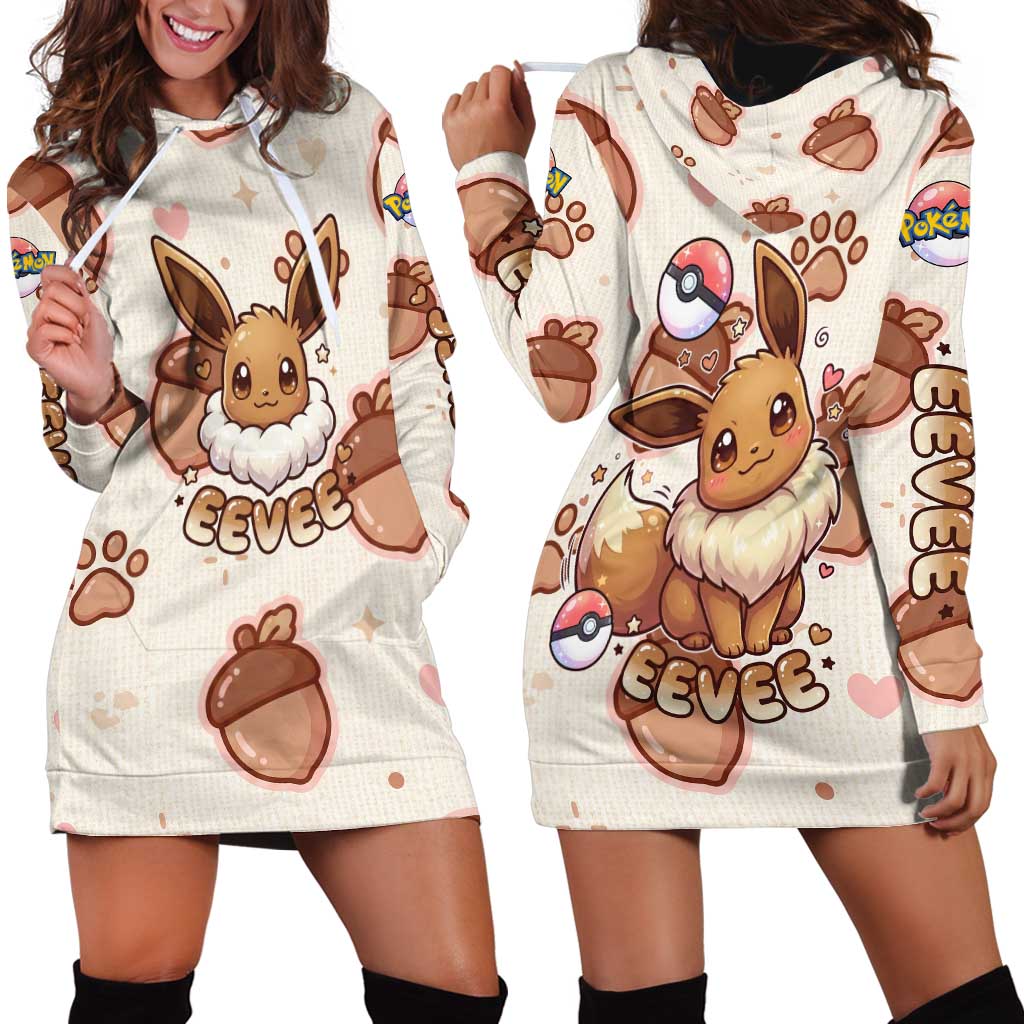 Eevee Hoodie Dress Cozy Autumn Acorn Art