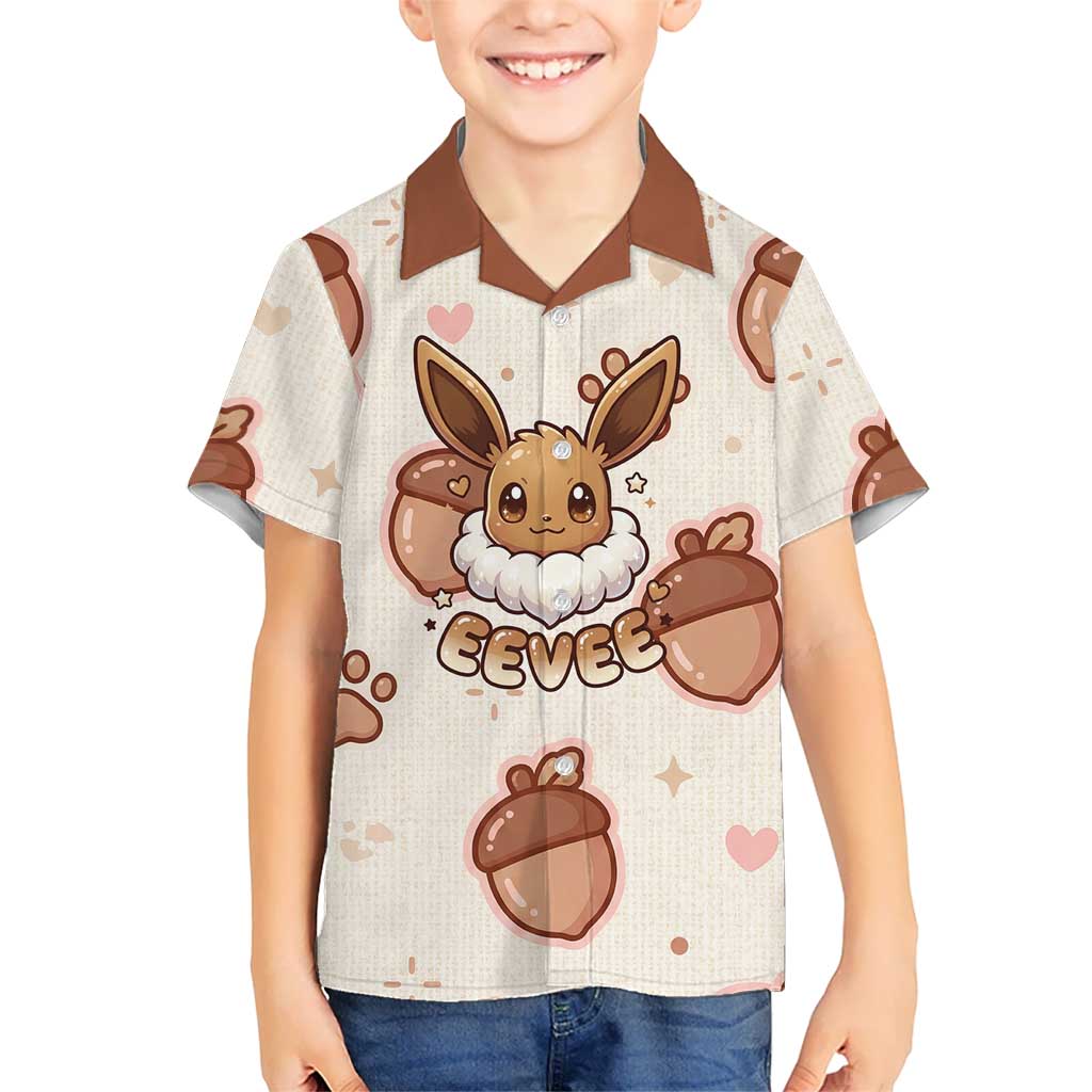 Eevee Kid Hawaiian Shirt Cozy Autumn Acorn Art