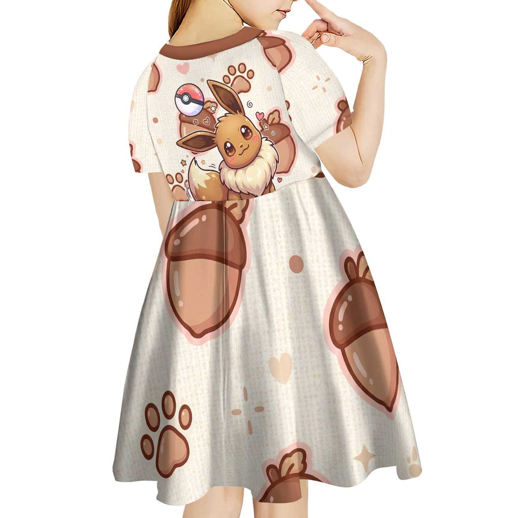 Eevee Kid Short Sleeve Dress Cozy Autumn Acorn Art