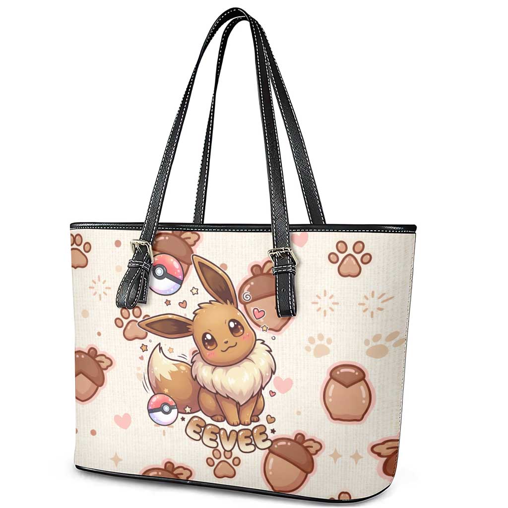 Eevee Leather Tote Bag Cozy Autumn Acorn Art