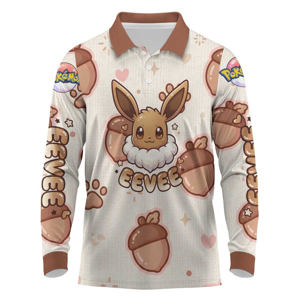 Eevee Long Sleeve Polo Shirt Cozy Autumn Acorn Art