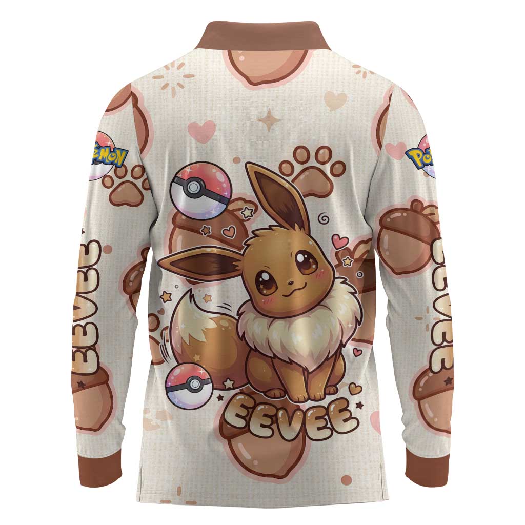 Eevee Long Sleeve Polo Shirt Cozy Autumn Acorn Art