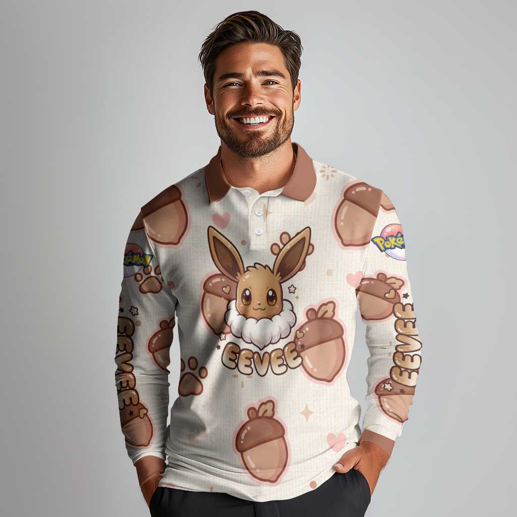 Eevee Long Sleeve Polo Shirt Cozy Autumn Acorn Art